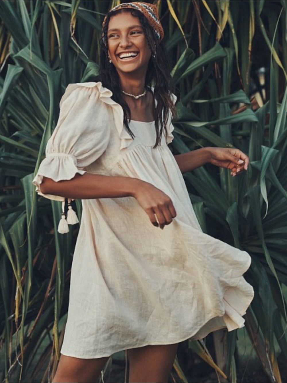 Spell & The Gypsy Collective Mae Linen Ruffle Babydoll Dress S Cottagecore
